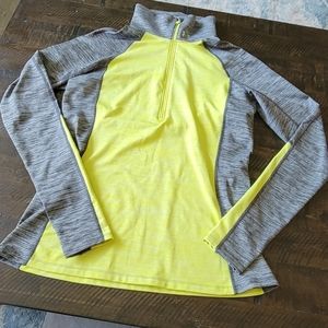 Women's Under Armor Half Zip Activewear Running Jacket Neon Yellow & Grey Size L